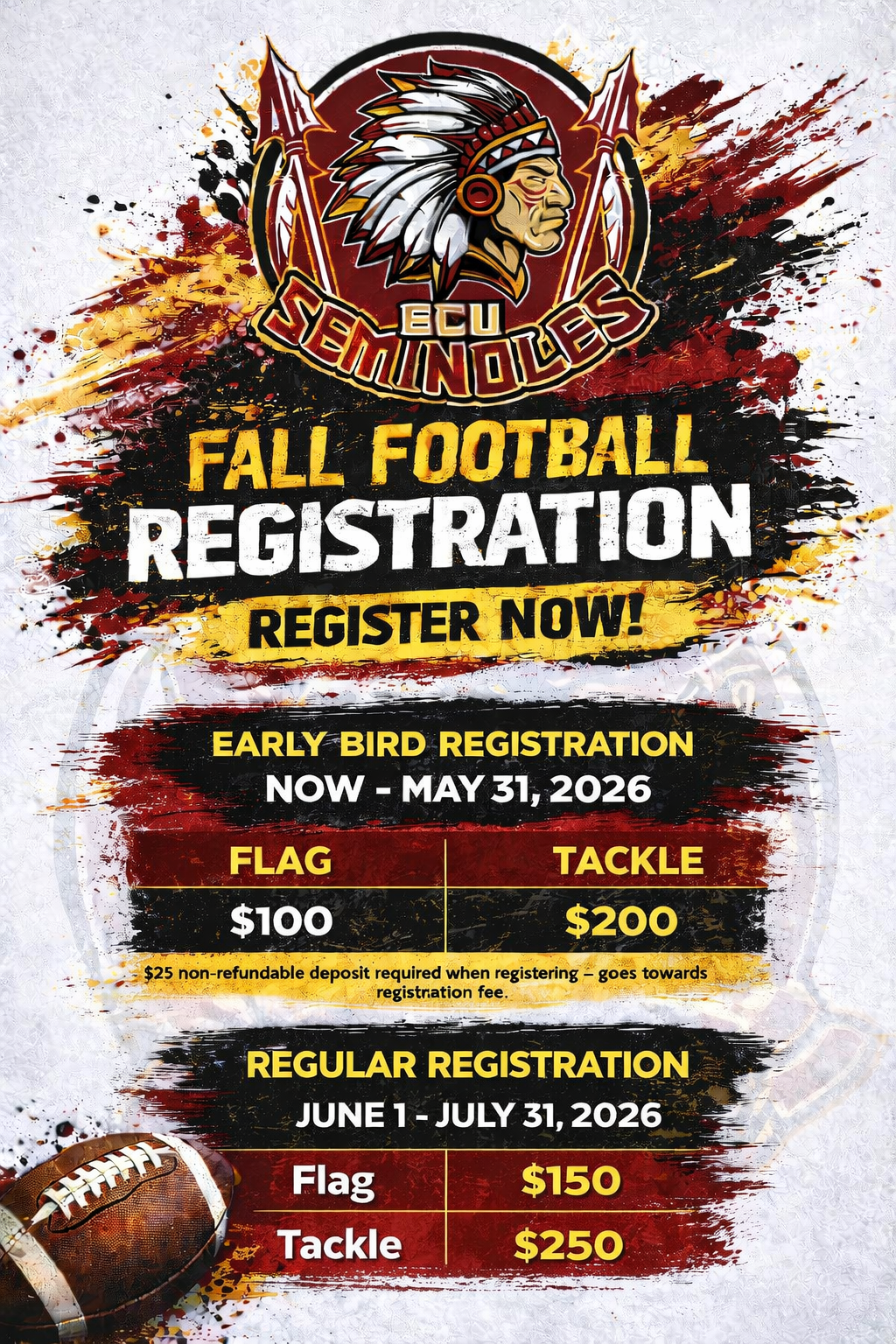 ECU Seminoles Fall Football Flyer 2026